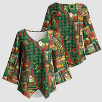 Mele Kalikimaka Pakalana Pikake Lei Kimono Sleeve Blouse Hawaiian Rodeo Paniolo Ulaula Palaka - Polynesian Pride
