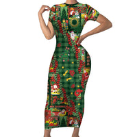 Mele Kalikimaka Pakalana Pikake Lei Short Sleeve Bodycon Dress Hawaiian Rodeo Paniolo Ulaula Palaka LT9 Long Dress Red - Polynesian Pride
