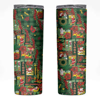 Mele Kalikimaka Pakalana Pikake Lei Skinny Tumbler Hawaiian Rodeo Paniolo Ulaula Palaka - Polynesian Pride