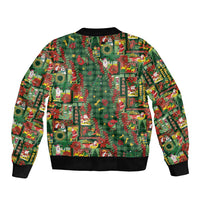 Mele Kalikimaka Pakalana Pikake Lei Sleeve Zip Bomber Jacket Hawaiian Rodeo Paniolo Ulaula Palaka - Polynesian Pride