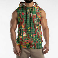 Mele Kalikimaka Pakalana Pikake Lei Sleeveless Zip Hoodie Hawaiian Rodeo Paniolo Ulaula Palaka LT9 - Polynesian Pride