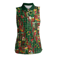 Mele Kalikimaka Pakalana Pikake Lei Women Sleeveless Polo Shirt Hawaiian Rodeo Paniolo Ulaula Palaka - Polynesian Pride