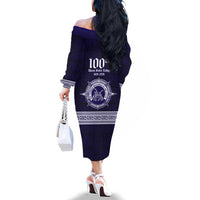 Tonga Queen Salote College 100 years Family Matching Off The Shoulder Long Sleeve Dress and Hawaiian Shirt QSC 1926-2026 Tongan Pattern LT9 - Polynesian Pride
