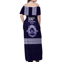 Tonga Queen Salote College 100 years Family Matching Off Shoulder Maxi Dress and Hawaiian Shirt QSC 1926-2026 Tongan Pattern LT9 - Polynesian Pride