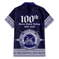Tonga Queen Salote College 100 years Family Matching Off Shoulder Short Dress and Hawaiian Shirt QSC 1926-2026 Tongan Pattern LT9 - Polynesian Pride