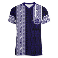 Tonga Queen Salote College 100 years Women V-Neck T-Shirt QSC 1926-2026 Tongan Pattern