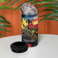 Kangaroo-Kiwi Soldier ANZAC Personalised 4 in 1 Can Cooler Tumbler Golden Wattle and Pohutukawa Flowers LT9 - Polynesian Pride