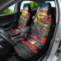 Kangaroo-Kiwi Soldier ANZAC Personalised Car Seat Cover Golden Wattle and Pohutukawa Flowers