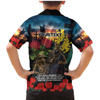Kangaroo-Kiwi Soldier ANZAC Personalised Family Matching Mermaid Dress and Hawaiian Shirt Golden Wattle and Pohutukawa Flowers LT9 - Polynesian Pride