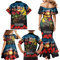 Kangaroo-Kiwi Soldier ANZAC Personalised Family Matching Mermaid Dress and Hawaiian Shirt Golden Wattle and Pohutukawa Flowers LT9 - Polynesian Pride