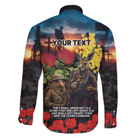 Kangaroo-Kiwi Soldier ANZAC Personalised Family Matching Mermaid Dress and Hawaiian Shirt Golden Wattle and Pohutukawa Flowers LT9 - Polynesian Pride