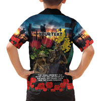 Kangaroo-Kiwi Soldier ANZAC Personalised Family Matching Short Sleeve Bodycon Dress and Hawaiian Shirt Golden Wattle and Pohutukawa Flowers LT9 - Polynesian Pride