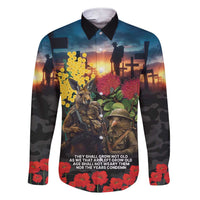 Kangaroo-Kiwi Soldier ANZAC Personalised Family Matching Short Sleeve Bodycon Dress and Hawaiian Shirt Golden Wattle and Pohutukawa Flowers LT9 Dad's Shirt - Long Sleeve Black - Polynesian Pride