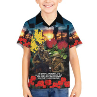 Kangaroo-Kiwi Soldier ANZAC Personalised Hawaiian Shirt Golden Wattle and Pohutukawa Flowers