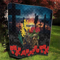 Kangaroo-Kiwi Soldier ANZAC Personalised Quilt Golden Wattle and Pohutukawa Flowers LT9 - Polynesian Pride