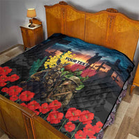 Kangaroo-Kiwi Soldier ANZAC Personalised Quilt Golden Wattle and Pohutukawa Flowers LT9 - Polynesian Pride