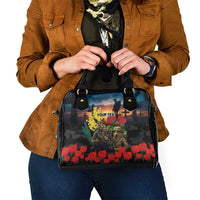 Kangaroo-Kiwi Soldier ANZAC Personalised Shoulder Handbag Golden Wattle and Pohutukawa Flowers