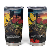 Kangaroo-Kiwi Soldier ANZAC Personalised Tumbler Cup Golden Wattle and Pohutukawa Flowers