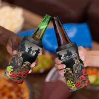 Kangaroo-Kiwi Soldier ANZAC Personalised 4 in 1 Can Cooler Tumbler Golden Wattle Poppy Flowers