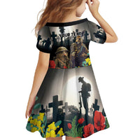 Kangaroo-Kiwi Soldier ANZAC Personalised Family Matching Short Sleeve Bodycon Dress and Hawaiian Shirt Golden Wattle Poppy Flowers LT9 - Polynesian Pride
