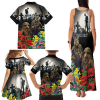 Kangaroo-Kiwi Soldier ANZAC Personalised Family Matching Tank Maxi Dress and Hawaiian Shirt Golden Wattle Poppy Flowers