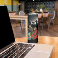 Kangaroo-Kiwi Soldier ANZAC Personalised Skinny Tumbler Golden Wattle Poppy Flowers LT9 - Polynesian Pride