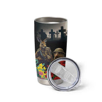Kangaroo-Kiwi Soldier ANZAC Personalised Tumbler Cup Golden Wattle Poppy Flowers