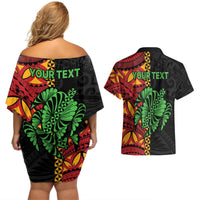 Personalised Tonga Emancipation Day Couples Matching Off Shoulder Short Dress and Hawaiian Shirt Puleanga Fakatui O Since 1970 LT9 - Polynesian Pride