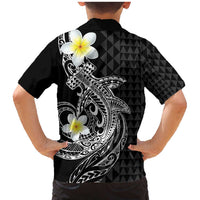 Aloha Hammerhead Shark Family Matching Mermaid Dress and Hawaiian Shirt Black Hawaiian Kakau Tribal Tattoo