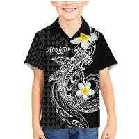 Aloha Hammerhead Shark Family Matching Mermaid Dress and Hawaiian Shirt Black Hawaiian Kakau Tribal Tattoo
