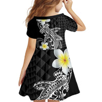 Aloha Hammerhead Shark Family Matching Off The Shoulder Long Sleeve Dress and Hawaiian Shirt Black Hawaiian Kakau Tribal Tattoo