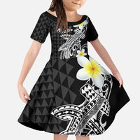Aloha Hammerhead Shark Family Matching Tank Maxi Dress and Hawaiian Shirt Black Hawaiian Kakau Tribal Tattoo