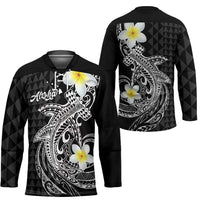 Aloha Hammerhead Shark Hockey Jersey Black Hawaiian Kakau Tribal Tattoo - Polynesian Pride