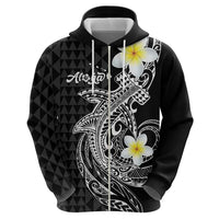 Aloha Hammerhead Shark Hoodie Black Hawaiian Kakau Tribal Tattoo