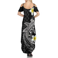 Aloha Hammerhead Shark Summer Maxi Dress Black Hawaiian Kakau Tribal Tattoo