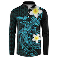 Aloha Hammerhead Shark Button Sweatshirt Calypso Hawaiian Kakau Tribal Tattoo