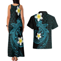 Aloha Hammerhead Shark Couples Matching Tank Maxi Dress and Hawaiian Shirt Calypso Hawaiian Kakau Tribal Tattoo