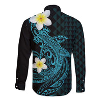 Aloha Hammerhead Shark Long Sleeve Button Shirt Calypso Hawaiian Kakau Tribal Tattoo