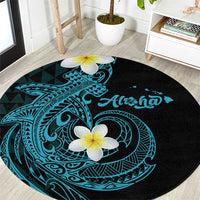Aloha Hammerhead Shark Round Carpet Calypso Hawaiian Kakau Tribal Tattoo