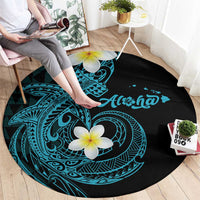 Aloha Hammerhead Shark Round Carpet Calypso Hawaiian Kakau Tribal Tattoo