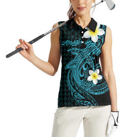 Aloha Hammerhead Shark Women Sleeveless Polo Shirt Calypso Hawaiian Kakau Tribal Tattoo