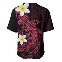 Aloha Hammerhead Shark Baseball Jersey Feverish Pink Hawaiian Kakau Tribal Tattoo