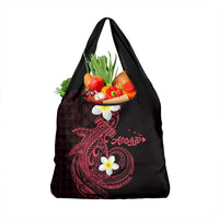 Aloha Hammerhead Shark Grocery Bag Feverish Pink Hawaiian Kakau Tribal Tattoo