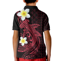 Aloha Hammerhead Shark Kid Polo Shirt Feverish Pink Hawaiian Kakau Tribal Tattoo