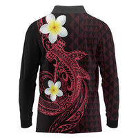 Aloha Hammerhead Shark Long Sleeve Polo Shirt Feverish Pink Hawaiian Kakau Tribal Tattoo