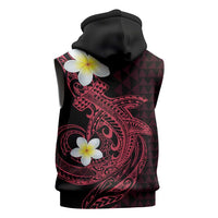 Aloha Hammerhead Shark Sleeveless Zip Hoodie Feverish Pink Hawaiian Kakau Tribal Tattoo - Polynesian Pride
