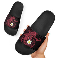 Aloha Hammerhead Shark Slide Sandals Feverish Pink Hawaiian Kakau Tribal Tattoo - Polynesian Pride