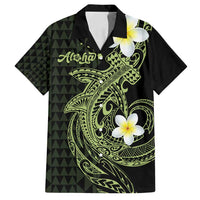 Aloha Hammerhead Shark Family Matching Off Shoulder Maxi Dress and Hawaiian Shirt Lime Rickey Hawaiian Kakau Tribal Tattoo