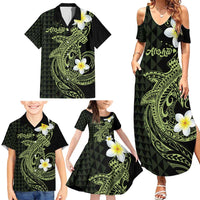 Aloha Hammerhead Shark Family Matching Summer Maxi Dress and Hawaiian Shirt Lime Rickey Hawaiian Kakau Tribal Tattoo