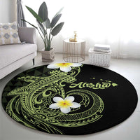 Aloha Hammerhead Shark Round Carpet Lime Rickey Hawaiian Kakau Tribal Tattoo